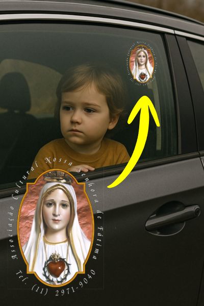 Adesivo de F&aacute;tima para o vidro do carro